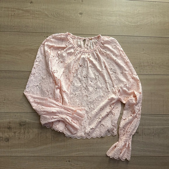 Free People Olivia Lace Top in Light Pink size large - Picture 5 of 12